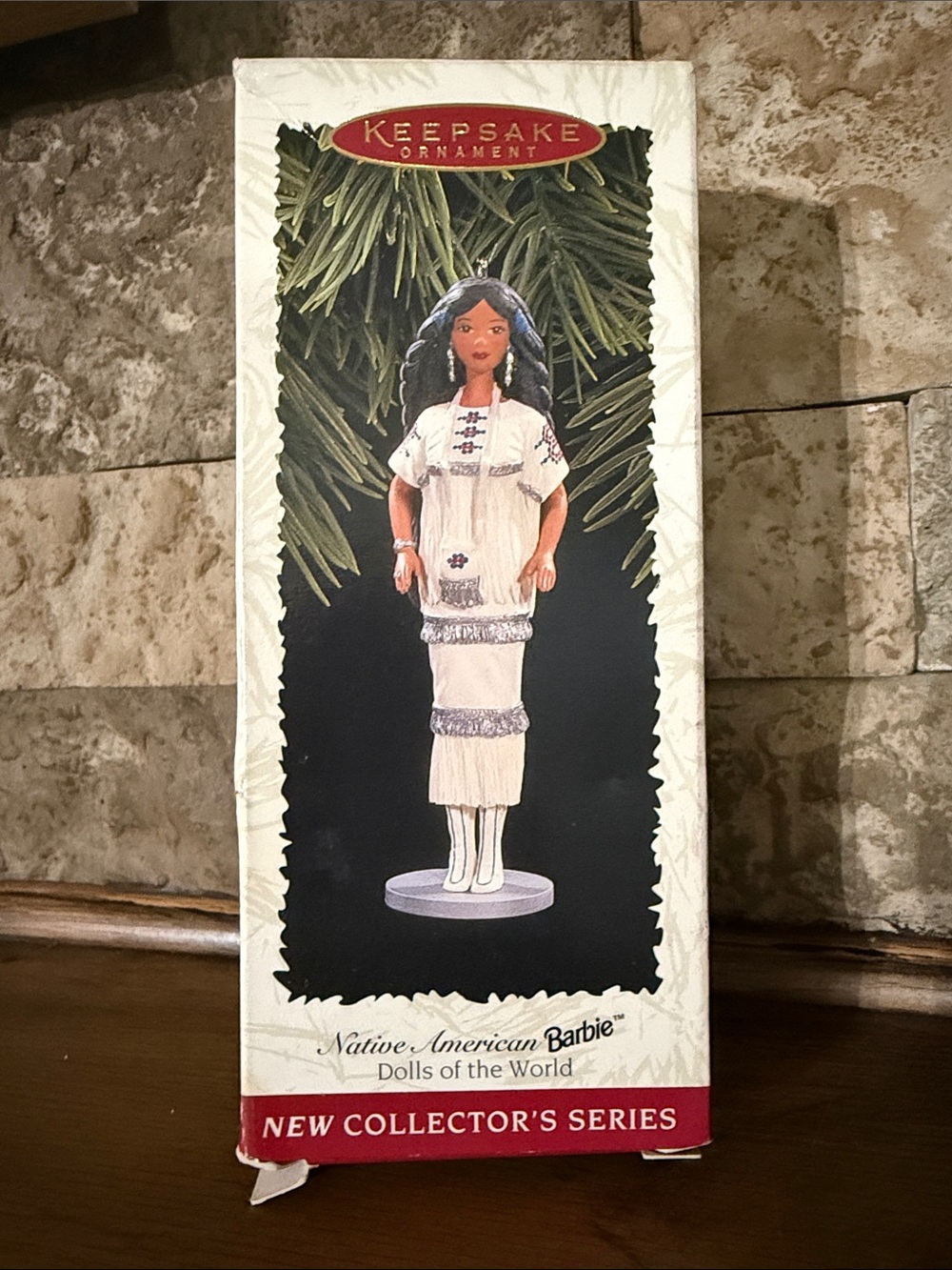 Hallmark Keepsake Ornament Native American Barbie White and Black